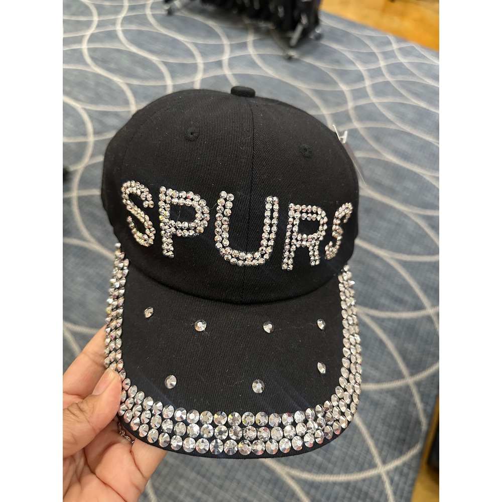 San Antonio Spurs Rhinestone Crystal Baseball Cap Black Bling Hat NBA Womens